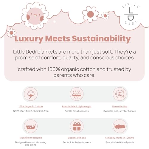 Image of 100% Organic Cotton Baby Knitted Blanket with Gift Box - Soft Toddler, Crib, Stroller Blanket - Neutral Swaddle and Receiving Blanket for Newborns, 30 inchx40 inch, Dusty Pink
