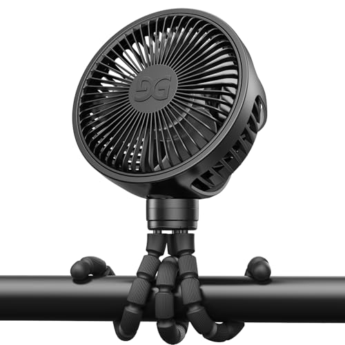 Image of GUSGU Stroller Fan Clip on for Baby, Flexible Tripod & Rechargeable Battery, Small Personal Fan, Mini Portable Fan for Travel, Handheld, Car (Black)
