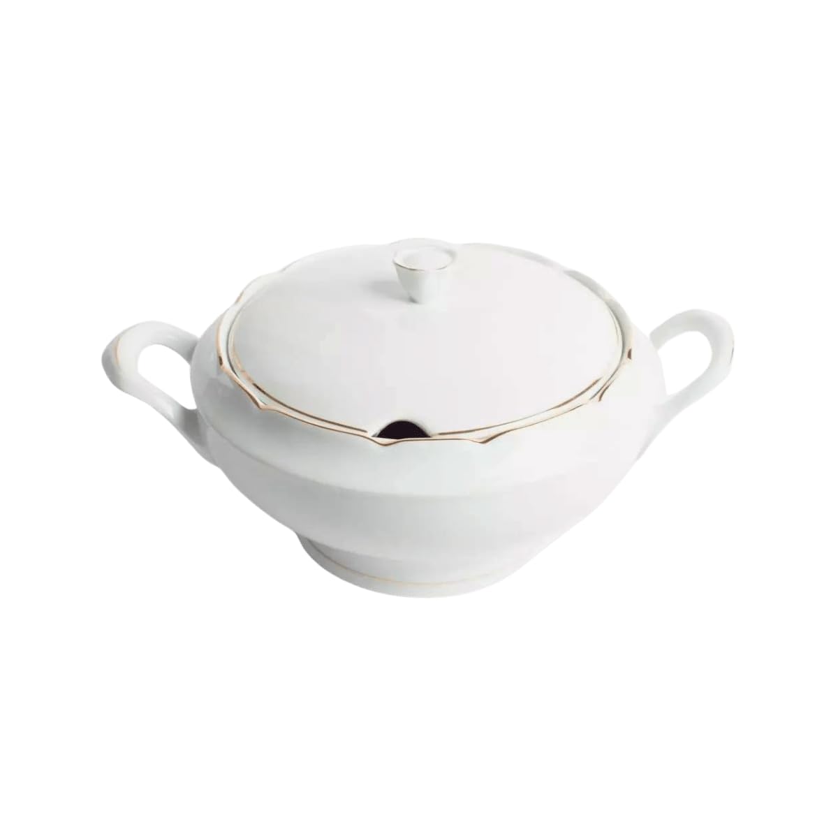 Soupière en porcelaine blanche (3 l) Sena, 1 couvercle en porcelaine, tranchant doré