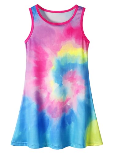 Eledobby Girls Summer Dress Princess Sleeveless A-Line Swing Sundress Kids Casual Tank Dresses Beach Playwear Outfit