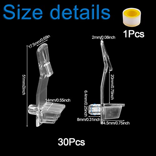 Increway 30 Pack Shelf Support Peg, Clear Plastic Locking Shelf Support Pin Clips, Cabinet Shelf Pins Self-Locking Bracket Clips Fits 1/4" Diameter Hole & 25/32" Shelf #TOP1
