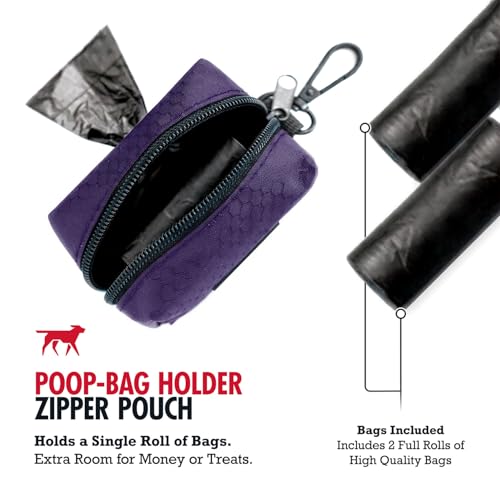 Image of Tuff Pupper Dog Poop Bag Holder | Works with Any Dog Leash | Zippered Waste Bag Dispenser | Waterproof with Rust-Proof Clip | Convenient Lightweight Design | Includes 2 Rolls of Leak-Proof Bags