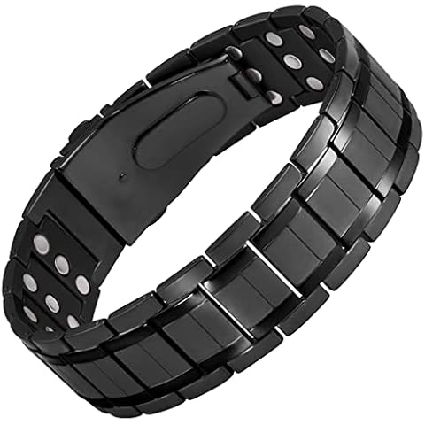 Jeracol Lymph Detox Men Magnetic Bracelet,3X Ultra Strength Magnets Pure Titanium Magnetic Wristband for Valentine's Day Gift,Unique Folding Clasp Brazaletes with Adjustable Tool&Gift Box Cover