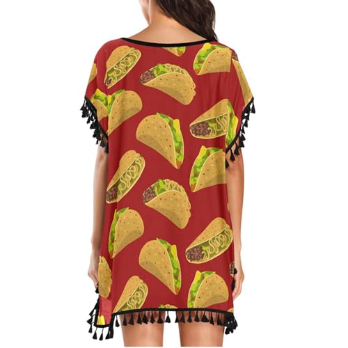 Exnundod Women Swimsuit Cover Up Cowboy Boots Pattern Tassel Beach Bathing Suit for Swimwear Bikini Dress 5