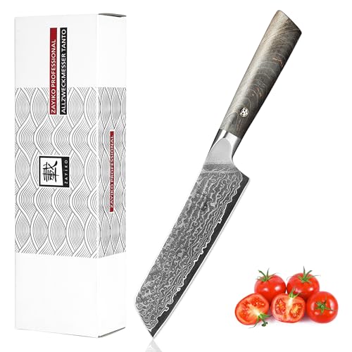 zayiko Professional Series – Premium Allzweckmesser 12 cm Klinge, 67 Lagen echtem Damaststahl, Ahornholzgriff, Scharf & Robust, Küchenmesser für Profi & Hobbyköche mit edler Geschenkbox