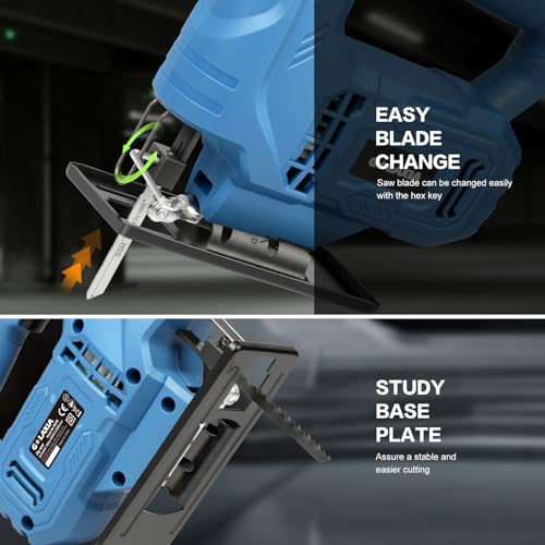 G LAXIA Jigsaw 400W 3000SPM Power Jig Saws Bevel Cutting: -45 ° to 45° Wood Cutter Machine with Wood Metal Cutting Blades 3 G LAXIA Jigsaw 400W 3000SPM Power Jig Saws Bevel Cutting: -45 ° to 45° Wood Cutter Machine with Wood Metal Cutting Blades - Image 3