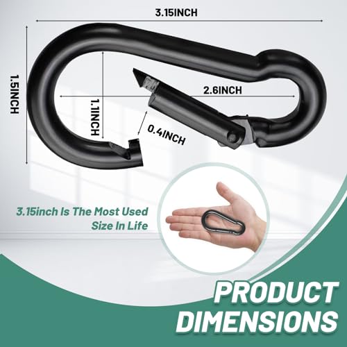Image of Pixel Panda 3.1&4 Inch Heavy Duty Carabiner Clips Load 1000lbs, 2&4&8Pack Large Snap Hooks for Gym, Outdoor, Swing, Hammock