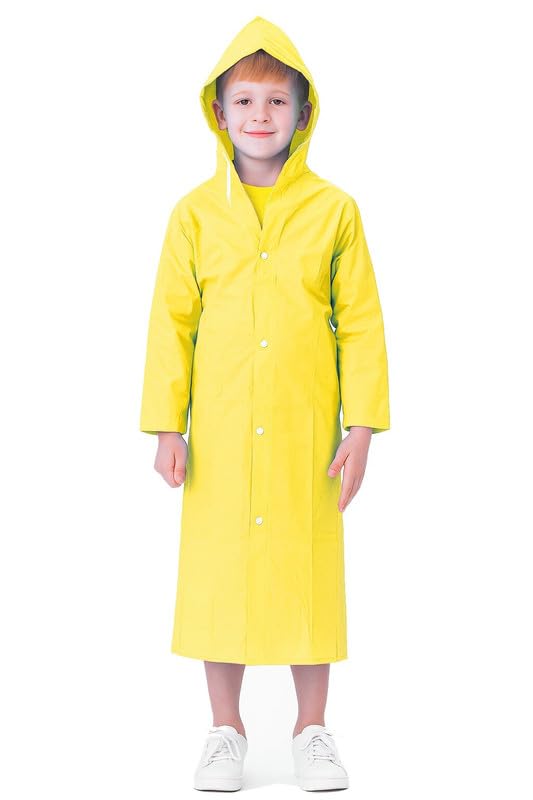 Image of Kids School Raincoat for Boys & Girls | PVC Lightweight Hooded Long Rainwear with Pockets | Suitable for School