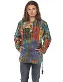 THE COLLECTION ROYAL Men Hippie Patchwork Bohemian Casual Rave Festival Baja Boho Long Sleeve Lightweight Hoodie Tops Shirt Multi