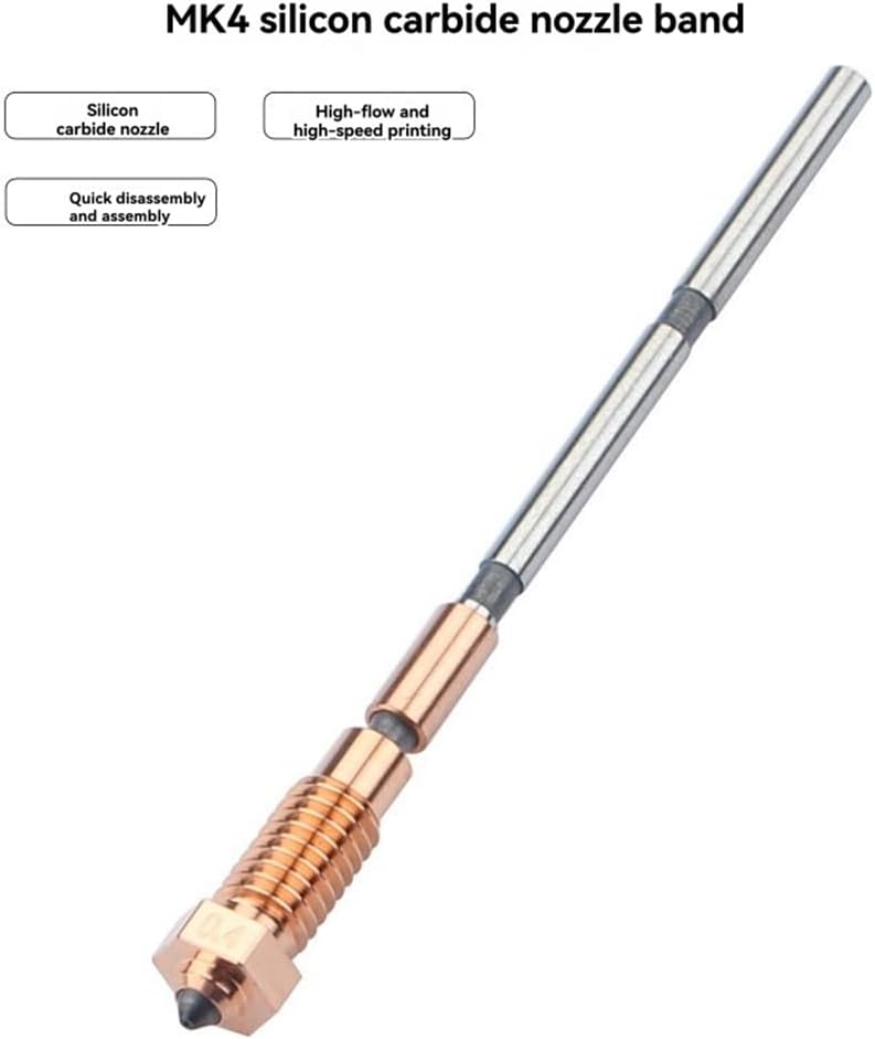 プルサMK4 3Dプリンターのノズル0.4mmシリコン炭化シリコン統合ノズルスロートエンドコートコーティング付き高耐摩耗性