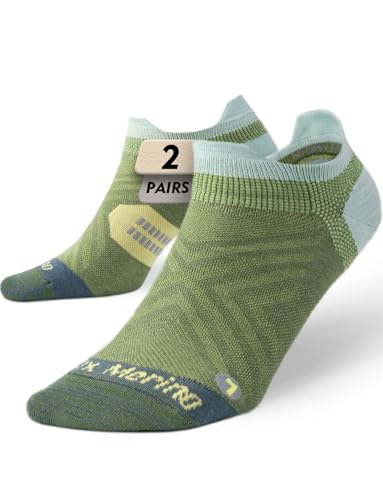 Juclise Lightweight Merino Wool Running & Hiking Socks for Women Thin Compression Cooling Moisture Wicking Anti-Blister(Forest Layer M)