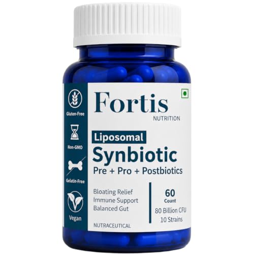 Image of 3-in-1 Synbiotic Pre + Pro + Postbiotics Supplement | 80 Billion CFU, 10 Strains | Probiotics Supplement for Gut Health | Vegetarian Capsules for Men & Women | 60 Capsules