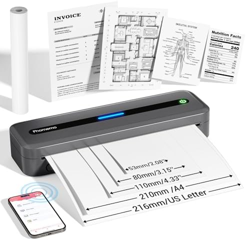 Imprimante Thermique Portable Sans Encre - Format A4, Bluetooth, Batterie 1000 MAh - Pour Bureau, École, Maison