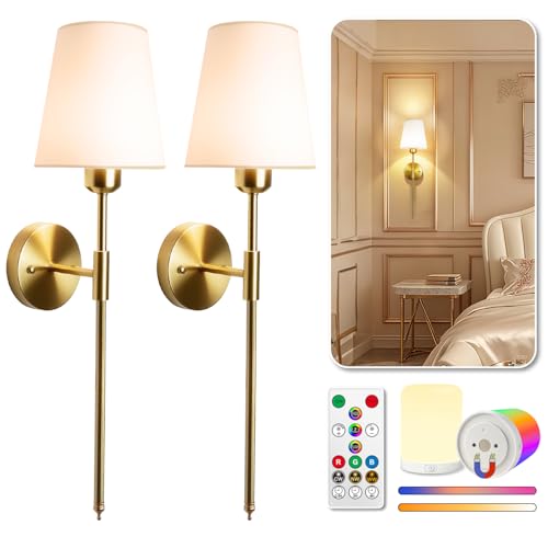 Image of Adetu Wall Sconces Set of 2, Battery Operated Wall Sconce