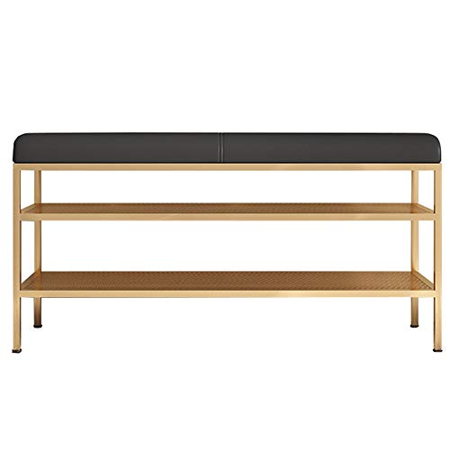 Étagère à Chaussures avec Coussin Banc Métal Noir 100cm - 2