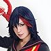 Anogol Hair Cap + Dark Blue Mixed Red Anime Cosplay Wig Costume Bob Wigs