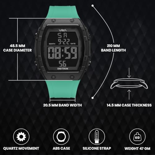Image of V2A Digitron 2209 Tonneau Design Digital Sports Watch for Men & Boys | Alarm, Stopwatch, 12 /24H | 3 ATM Water Resistant | Luminous Display | | Sports, Fitness, Outdoor & Training| Gifts for Men & Boys