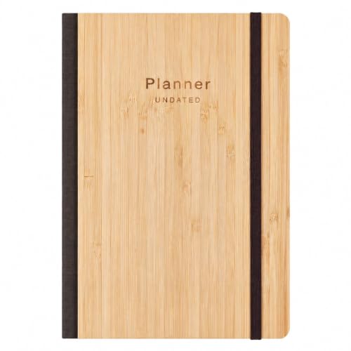 AUROPLANNER Bamboo Cover Undated Portable Planner Notebook – Daily, Weekly