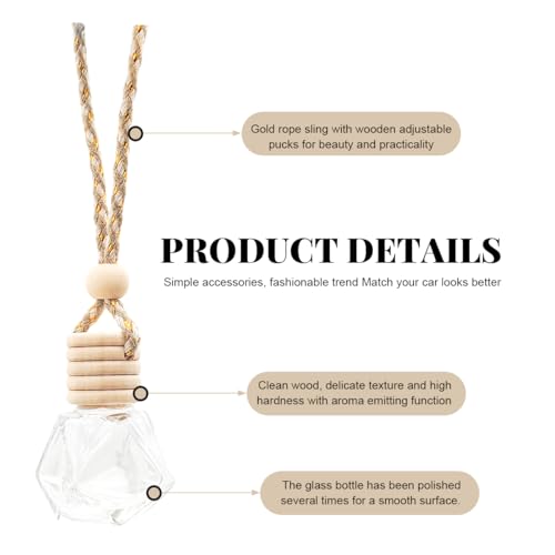 Image of 5 PCS Hanging Car Air Freshener, 8ml Empty Clear Glass Perfume Bottle Freshener Diffuser, Essential Oil Fragrance Aromatherapy Bottle Ornament for Car, Interior Car Accessories (Rhombic)