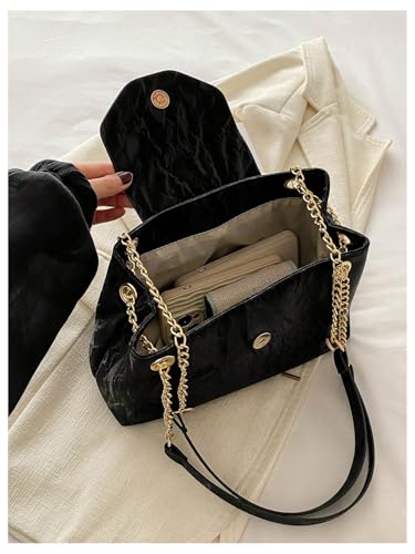 SweatyRocks Women's Suede Leather Bags Minimalist Chain Shoulder Bag Medium Church Purse Winter Fall4