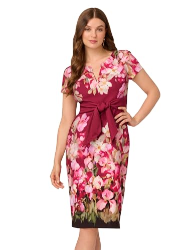 Adrianna Papell Women's Tie Front Stretch Twill Dress