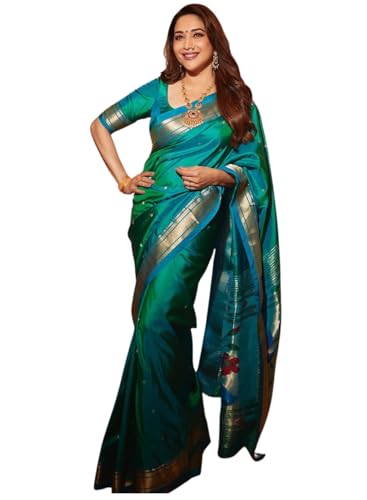 Image of SGF11 Women's Kanjivaram Paithani Silk Saree With Unstitched Blouse Piece