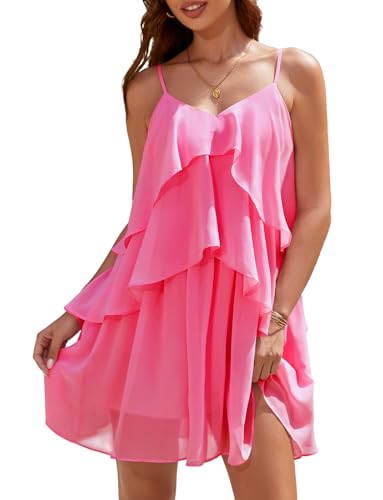 Image of DRESSTELLS Women's Cocktail Ruffle Tiered Dresses, Formal Wedding Guest Graduation Party Mini Dress