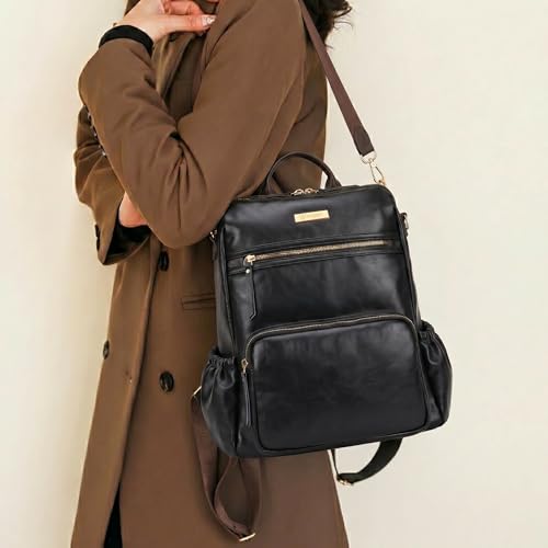 Image of VISMIINTREND Backpack for Woman /Teens Girl, Leather, Stylish, Handbag, Purse,Ladies,Office,Travel,College,Daily-Use,14-inch Laptop Bag, Elegant, Gifts for Women /Girls, Birthday Gift for Wife /Sister