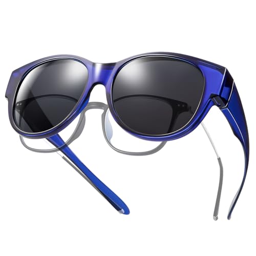 Polarized Sunglasses Fit Over Glasses for Women Men, Trendy Large Cat Eye Over Glasses UV400 Protection