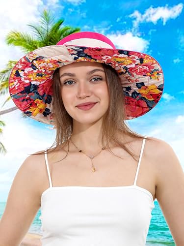 Sombrero de Sol Mujer Estampado Floral Verano Ala Ancha miniatura 3