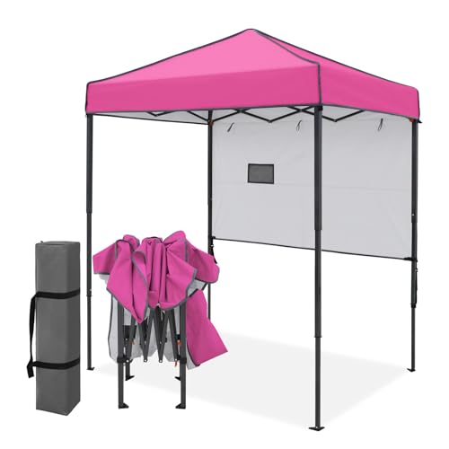 EAGLE PEAK Instant Pop Up Canopy with Adjustable Sun Wall 6x4, Straight Lightweight Compact Portable Tent with Carry Bag, Pink