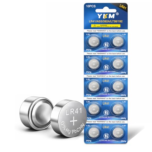 YKM 10 Pack LR41 Button Batteries AG3 L736f L736c L736 392 192 1.5V Alkaline Batteries for...
