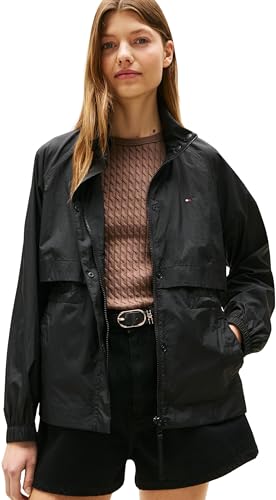 Tommy Hilfiger Cortavientos Mujer Nylon Packable con cremallera, Negro (Black), S