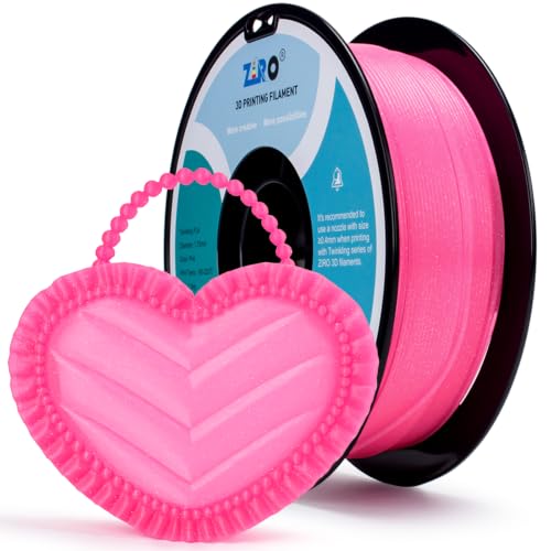 Image of ZIRO Glitter PLA Filament 1.75mm, Semi-Transparent Base, 1KG Twinkling Pink | Fit for Most FDM 3D Printer, 1.75mm 1KG Spool, Dimensional Accuracy + /-0.03mm, Colorful PLA FilamenT