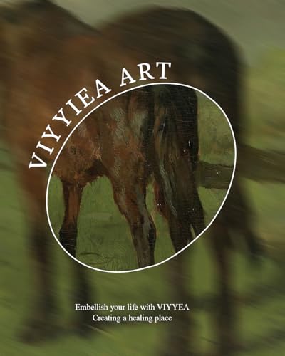 Image of VIYYIEA Vintage Gold Framed Wall Art for Living Room, Horse Canvas Prints Home Decor, Oil Painting Picture, Bedroom Wall Decor Gifts for Friends or Family -【Horse】-(16L x 12W)
