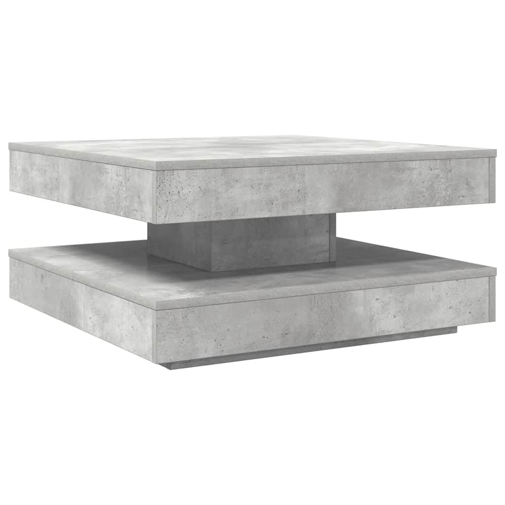 Couchtisch Betongrau Holzwerkstoff 70x70x34,5 cm 360 Grad drehbar mit Stauraum und Ablagefach moderner Wohnzimmertisch Beistelltisch praktisch vielseitig