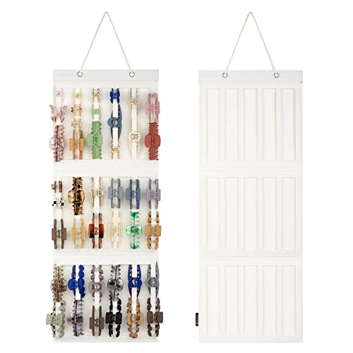 Hanging Claw Clips Holder for Women Claw Hair Clips Storage Organizer for Lady Hair Banana Barrettes and Butterfly Jaw Clip Display Stand Holder. (Ivory white)