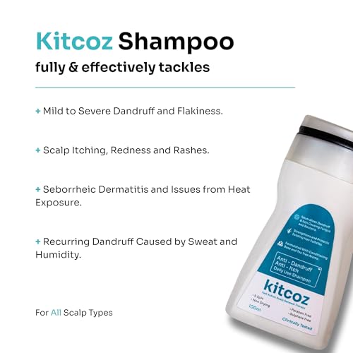 Image of Kitcoz Anti-Dandruff Shampoo, 1% Salicylic Acid & Ceramide Complex, 2x100ml | Clears flakes & buildup while soothing an itchy, irritated scalp