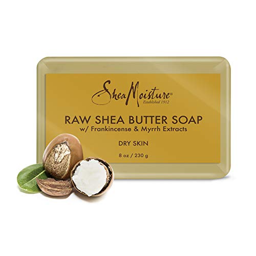 SheaMoisture Face and Body Bar Soap for Dry Skin with Paraben Free, Raw Shea Butter, Myrhh, 8 Ounce, 3 Count