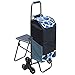 Slscyx Chariot De Shopping Pliant Oxford Tissu Sac 6 Roues Puperage Panier Imprimé Chariot d'escalade Imprimé avec Tabouret Chariot De Shopping Léger (Couleur: Bleu, Taille: Taille Libre)