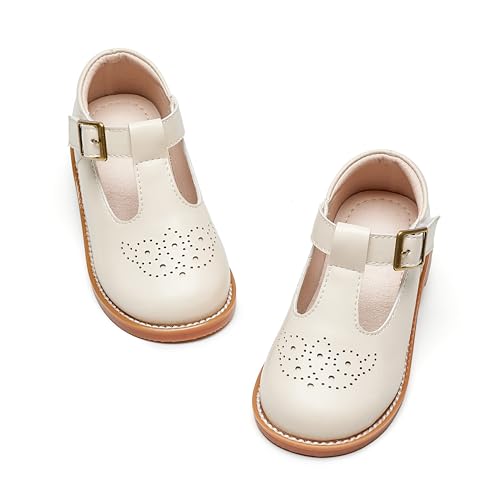 Image of Kiderence Toddler Girl Mary Jane School Uniform Dress Shoes Oxford Flats | Wide Toe Box Great Comfort for Student Shoe and Flower Girl Shoe for Wedding, Parties, Church