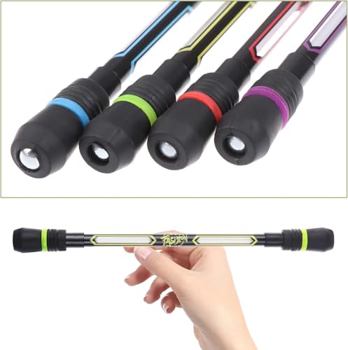 Image of Pack of 2 Spinner Rotatable Gaming Finger Pens- Spinning Rolling Pen, Rotatable Non-Slip Design, Magic Floating & Rolling Light Anti Dropping Pen for Gamers, Ballpoint Pen Rolling Finger Multicolor