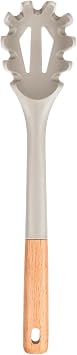 Silicone Pasta Fork, Kitchen Heat Resistant Noodle Spoon Server, BPA Free Spaghetti Strainer,12.8 inch Khaki