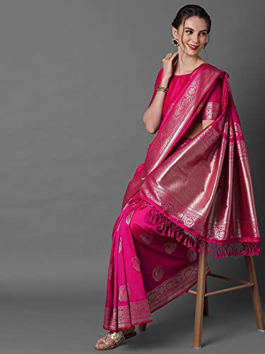 Image of AKHILAM Women's Silk Blend Woven Design Saree With Unstitched Blouse Piece(3PAKHI51 Parent)