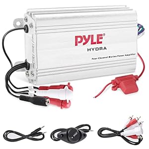 Pyle Hydra Marine Amplifier – Upgraded Elite Series 400 Watt 4 Channel Micro Amplifier – Waterproof, GAIN Level Controls…