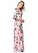 Women Silk O-Neck Long Sleeve Floral Print Long Maxi Party Beach Dress Pink S