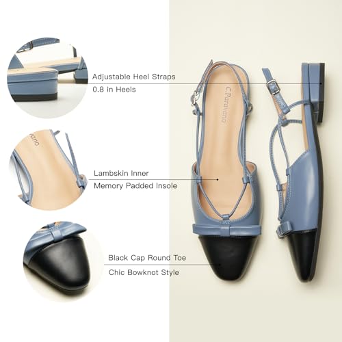 Image of C.Paravano Women Pointed Toe Slingback Flats Dressy Closed Sandal Shoes