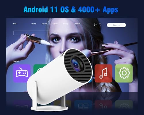 Hy300, by Salange, Smart Portable Android 11 Mini Projector, 220 ANSI, 4K/1080P, Wi-Fi 5G BT 5.0, 180 Degree Rotation (A2) - Image 2