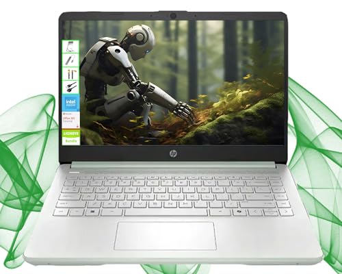 HP Laptop with Microsoft Office and 1TB Cloud Storage (1-Year) | 14 inch HD Computer | 16GB RAM | 128GB UFS | Intel 4-Core CPU(Beat i3-10110U) | Webcam | USB-C | Windows 11 Home in S Mode | LE Bundle