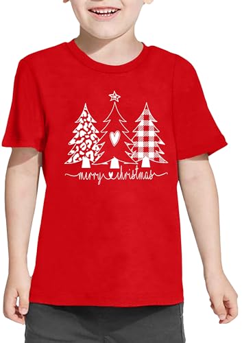 Image of Christmas Tree Shirt for Toddler Boys Girls Merry Christmas T-Shirts Short Sleeve Holiday Tee Xmas Gift Tops